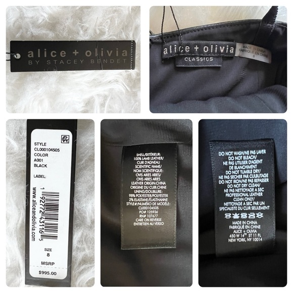 New! ALICE + OLIVIA Fitted Sheath Leather Mini Dress - Picture 11 of 12